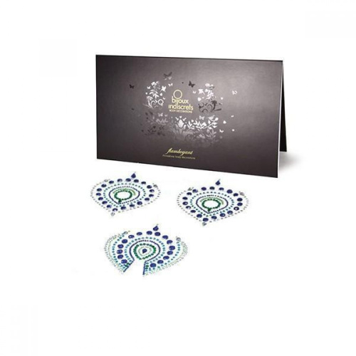 Bijoux Indiscrets Flamboyant - украшения для груди и бикини со стразами, (голубой)