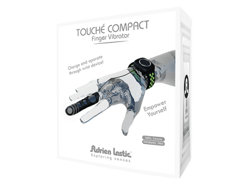 Adrien Lastic Touche (S) - Вибратор-насадка на палец с браслетом S, 7.8х1.9 см, (чёрный)