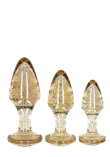 набор анальных пробок Ouch! Acrylic Golden Glitter Butt Plug Set