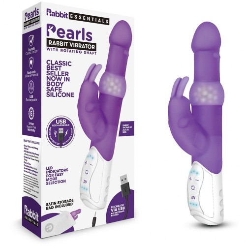 StRubber Pearls Rotating Rabbit Vibe - Вибратор-кролик с металлическими шариками, 26.3х4 см (фиолетовый)