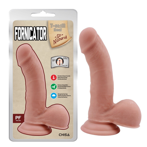 T-skin ReaL Fornicator - Фаллоимитатор на присоске, 19х4 см
