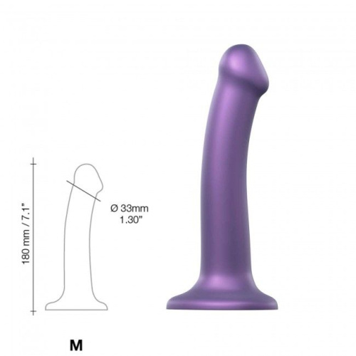 Strap-On-Me Mono Density Dildo, M - Насадка для страпона гибкая, 18х3.3 см., (фиолетовая)