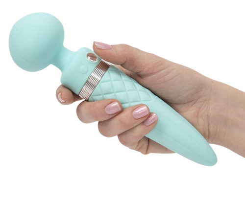 Pillow Talk Sultry Teal - вибромассажер с ротацией и подогревом, 21х2.8 см (голубой)