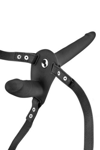 Двойной страпон Fetish Tentation Vibrating Strap-On with Double Dildo, 15 см