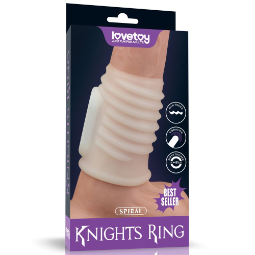 LoveToy Vibrating Spiral Knights Ring - вібронасадка на член, 10 см (білий) - купити в Києві, Україні