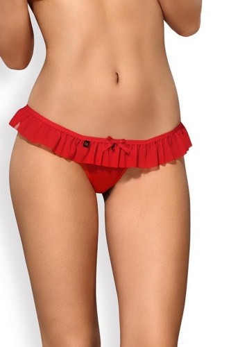 Obsessive 827-THO-3 - эротические стринги с оборкой, S/M (красный)