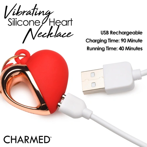 Charmed Vibrating Silicone Heart Necklace - ожерелье с подвеской вибратором, 90 см (красный)