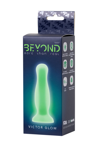 Beyond By Toyfa Victor Glow - Анальная пробка светящаяся в темноте, 10х3 см (зеленый)