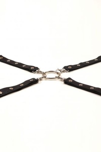 sLash Leather Fixer Large - крестообразный БДСМ фиксатор с карабинами, 52 см (чёрный)