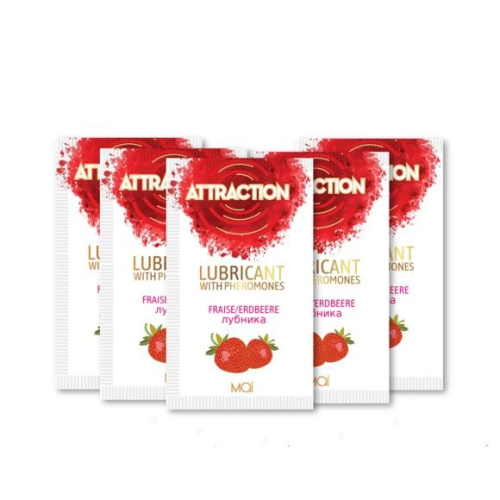MAI Attraction Lubs Strawberry пробник лубриканта с фероманами и ароматом клубники, 10 мл