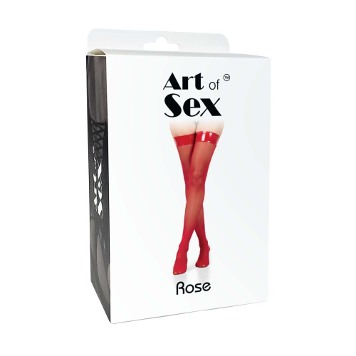 Чулки в мелкую сетку с лакированной коронкой Art of Sex - Rose, S