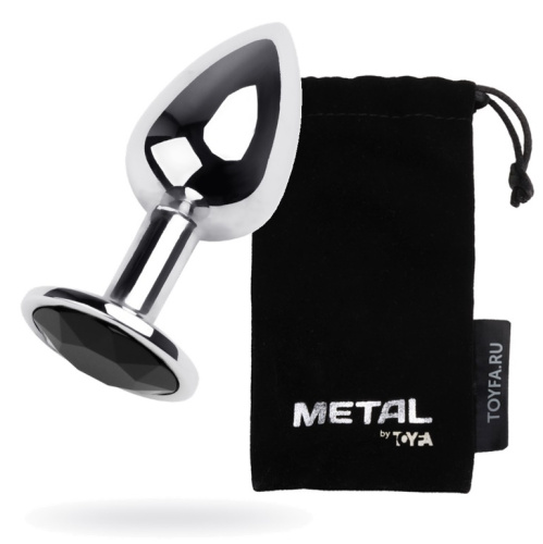 Metal By Toyfa - Анальная пробка с камнем, 7х2.8 см (серебристая с турмалином)