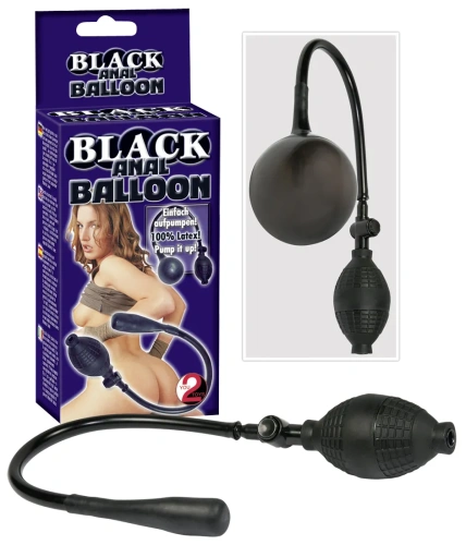 Orion Black Anal Balloon - надувная анальная пробка анальный расширитель, 37х1-10 см (черный)