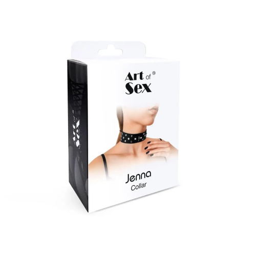 Art of Sex - Jenna Collar - Ошейник из натуральной кожи с заклепками и стразами