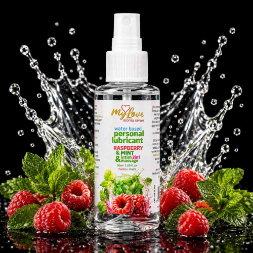 2в1 лубрикант и массажный гель - MyLove Aroma Series Intim&Massage Raspberry & Mint, 50 мл