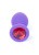 Boss Jewellery Purple Silicon Plug Medium Red Diamond - Анальная пробка с кристаллом, 8х3.5 см (фиолетовый с красным)