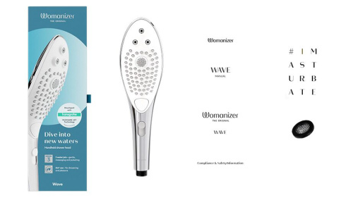 Womanizer Wave Chrome - Насадка-стимулятор для душу 2в1, масажер для інтимних зон, (сріблястий) - купити в Києві, Україні