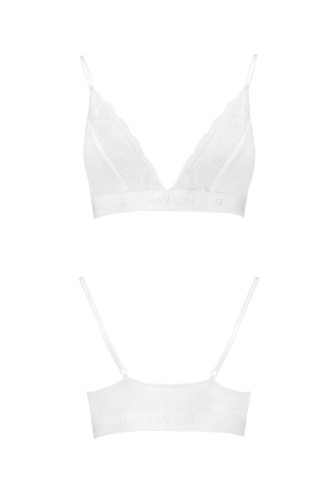 Passion PS001 TOP - Эластичный топ с кружевом, XL (белый)