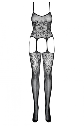 Obsessive F218 - Комбинезон-сетка с ажурным узором, S-L (чёрный)