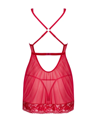 Obsessive - Lacelove babydoll & thong - Сексуальний комплект, M/L (червоний) - купити в Києві, Україні