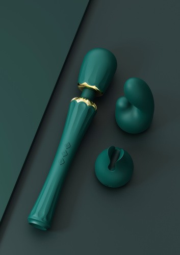 Zalo Kyro Wand мощный перезаряжаемый вибромассажер с 2 насадками, 29.1х5.35 см (зелёный)