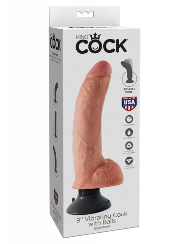 Pipedream Vibrating King Cock 9 with Balls - Вибратор, 20.7х5.7 см