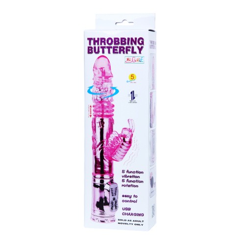 Baile Throbbing Butterfly - Вибратор с функцией ротации, 29х4 см (розовый)