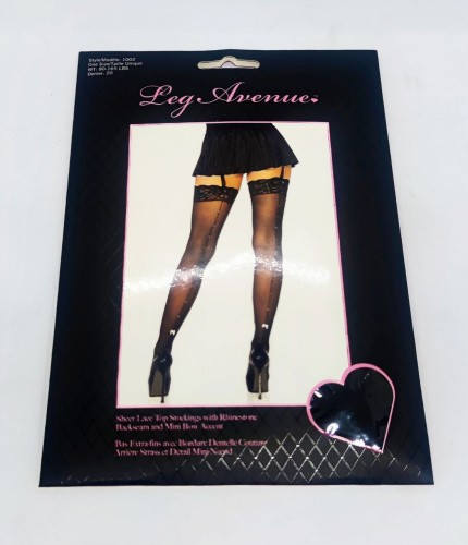 Leg Avenue Stockings Rhinestone backseam - Панчохи зі швом та стразами, OS - купити в Києві, Україні
