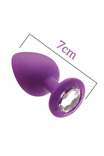 MAI Attraction Toys №47 анальная пробка с кристаллом, 7х2,5 см (фиолетовый)