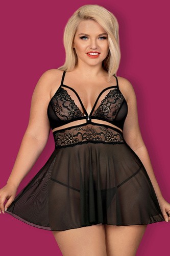 Obsessive 838-BAB-1 babydoll - соблазнительный бэби долл, XXL (чёрный)