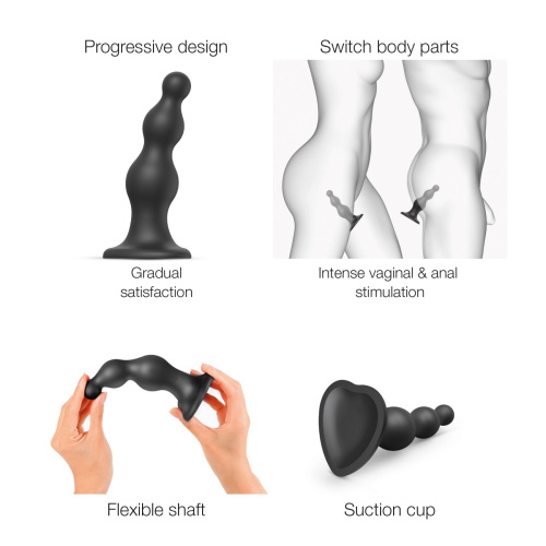 Анальная ёлочка насадка для страпона Strap-On-Me Dildo Plug Beads, 15,8х4,8 см размер XL