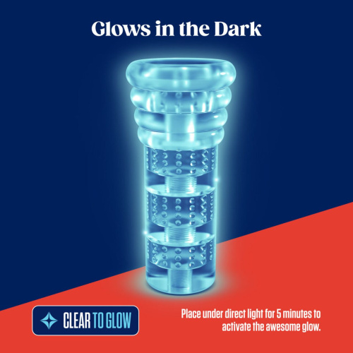 Rize Luz Glow in the Dark - мастурбатор светящийся в темноте, 16.8 см (прозрачный)