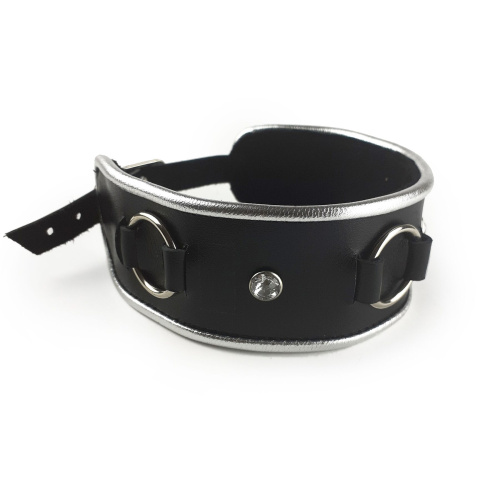 Art of Sex - Collar Ring - Нашийник з натуральної шкіри зі стразами та кільцем, від 30 до 40 см - купити в Києві, Україні