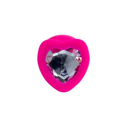 Toyfa ToDo By Diamond Heart - силиконовая анальная пробка с кристаллом в форме сердца, 9.5х4 см (розовая)