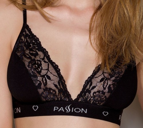 Passion PS001 TOP - Эластичный топ с кружевом, L (черный)