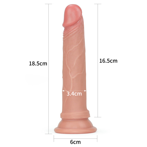 Dual-Layered Liquid Silicone Nature Cock Flesh 7 - Фаллоимитатор, 18.5 см (телесный)