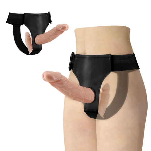 Ultra Female Passionate Double Harness - Подвійний страпон, 18х3.6 см (тілесний) - купити в Києві, Україні