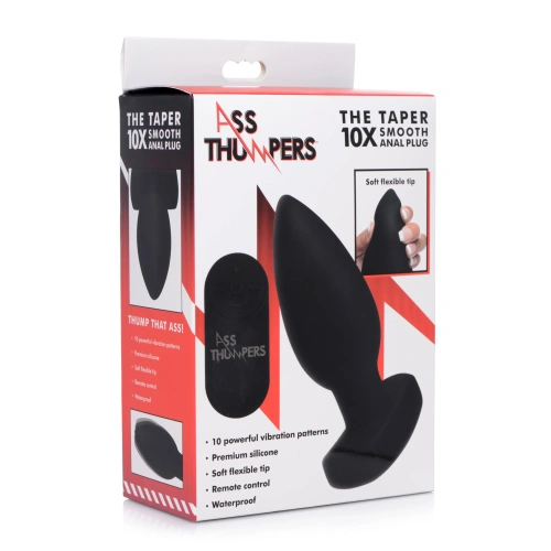 Ass Thumpers Smooth Vibrating Anal Plug – анальна вібропробка з пультом дистанційного керування, 13х4.3 см (чорний) - купити в Києві, Україні