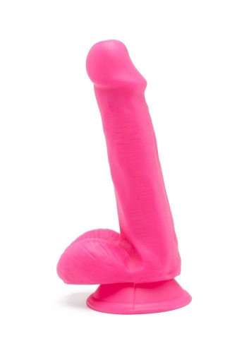 Get Real Happy Dicks Dildo 6 In w.Balls - Фаллоимитатор с мошонкой и присоской, 15х3,5 см (розовый)