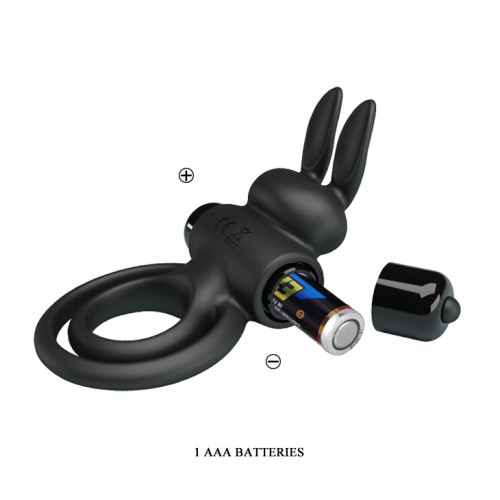 Pretty Love Vibro Penis Ring Bunny III Black - виброкольцо, 9.7х4 см (черный)