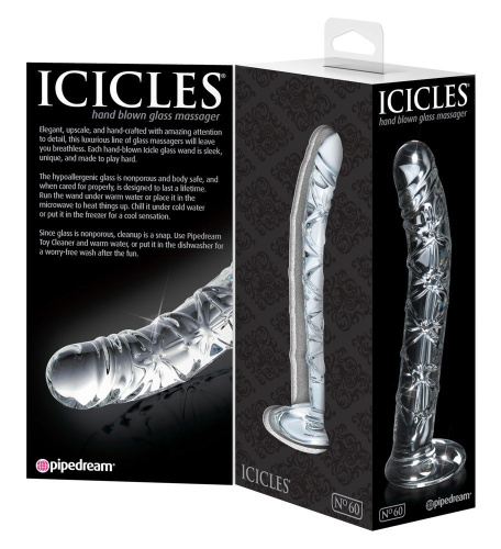 Pipedream Icicles No. 60 Clear - Стеклянный фаллоимитатор, 16,5 см (прозрачный)