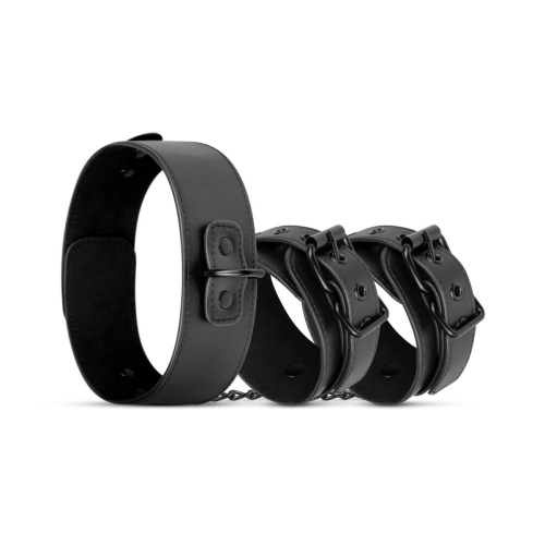 Bedroom Fantasies Collar & Cuffs - Наручники з нашийником, (чорний) - купити в Києві, Україні