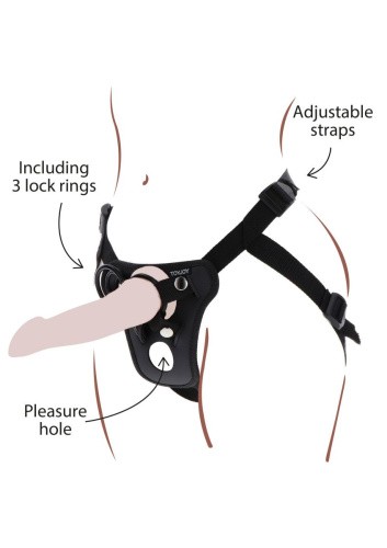 Toy Joy Strap-On Pleasure Harness - Трусики для страпона, (черный)
