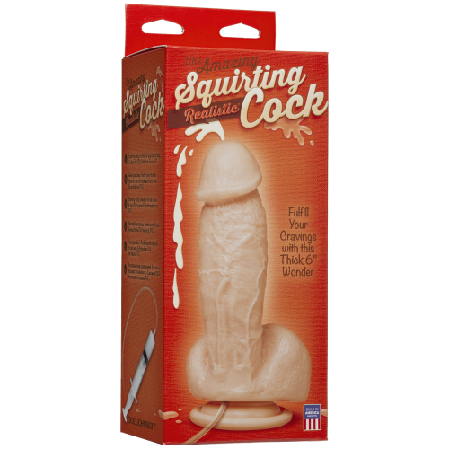 Doc Johnson Amazing Squirting Realistic Cock - Фалоімітатор з еякуляцією, 13.3х5см (тілесний) - купити в Києві, Україні