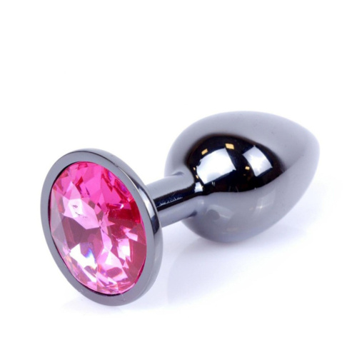 B-Series Jewellery Dark Silver PLUG Pink - Анальная пробка с кристаллом, 7х2.7 см (розовый)