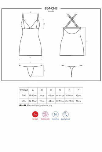 Комплект Obsessive 854-CHE-1 chemise (S/M)