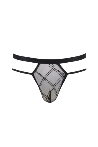 Passion - 029 THONG COLLIN black - Сексуальные мужские стринги, L/XL
