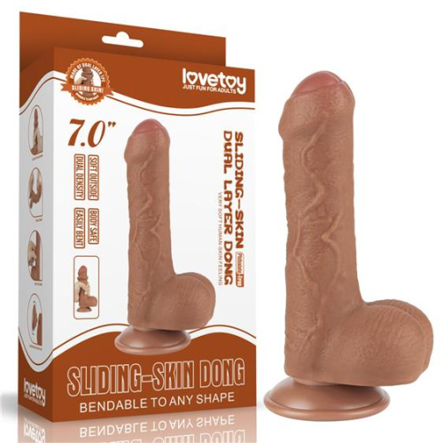 Реалистичный фаллоимитатор Sliding-Skin Dual Layer Dong 7", 18,3 см