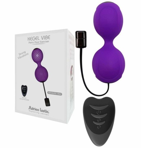 Adrien Lastic Kegel Vibe - вагинальные шарики с вибрацией (фиолетовый), 3.7 см