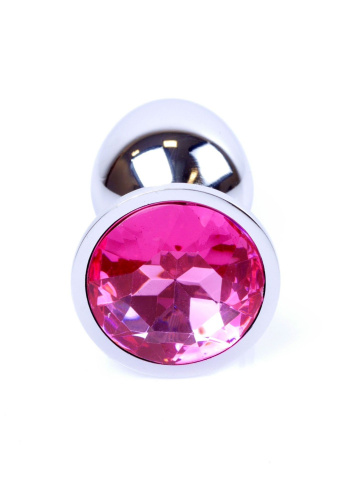 B-Series Jewellery Silver Plug Pink - Анальная пробка с кристаллом, 7х2.7 см (фуксия)